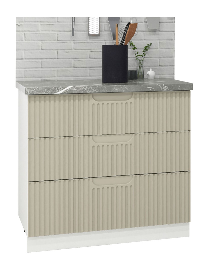 Corp inferior Bucătărie Space, 80cm, 3 sertare, MDF, crem