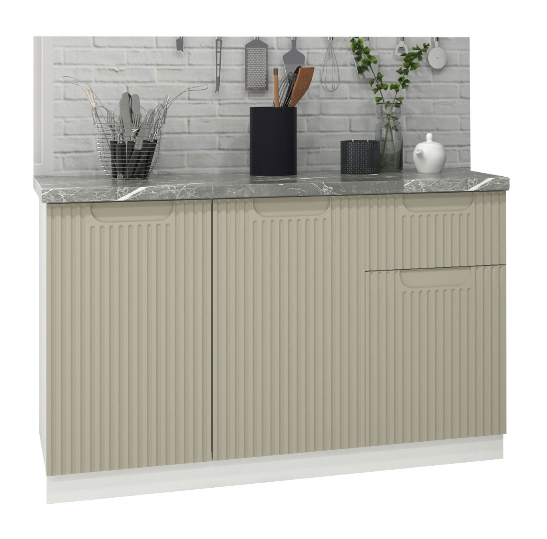 Corp inferior Bucătărie Space, 120cm, cu sertar, MDF, crem