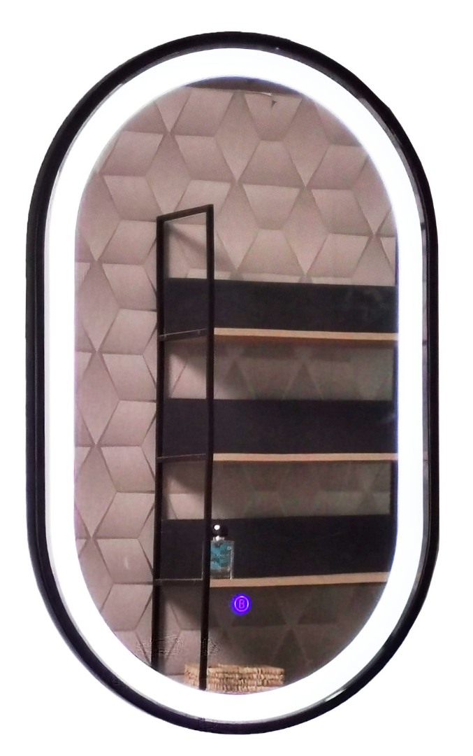 Oglindă cu iluminare LED și întrerupător touch, MD6, 50x80cm, ramă neagră
