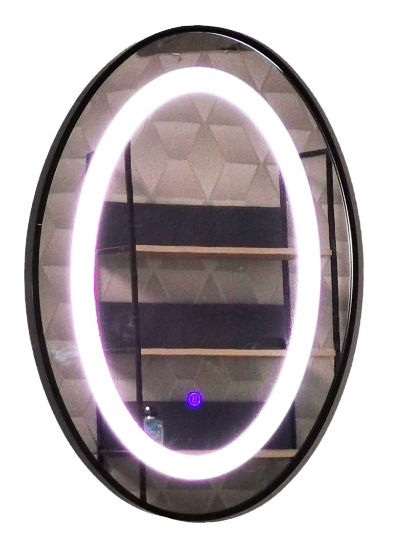 Oglindă cu iluminare LED și întrerupător touch, MD6, 50x70cm, ramă neagră
