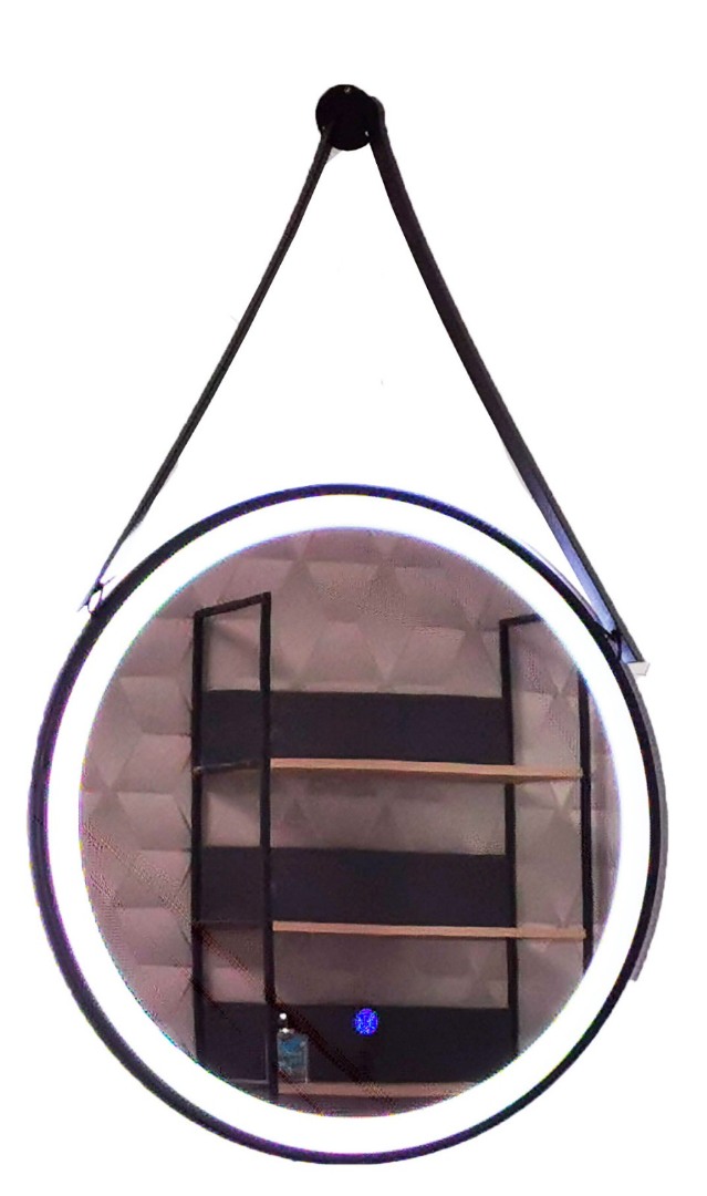 Oglindă cu iluminare LED și întrerupător touch, MD6, D60cm, ramă neagră