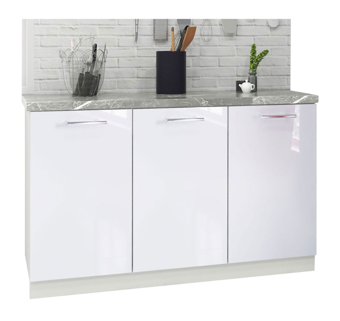 Corp inferior Bucătărie Iris, MDF vopsit, alb ultralucios, 120cm