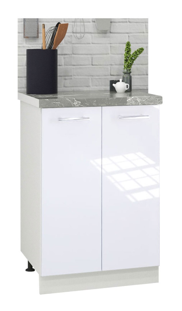 Corp inferior Bucătărie Iris, MDF vopsit, alb ultralucios, 50cm