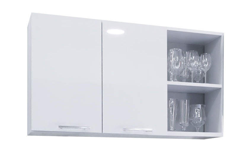 Corp suspendat Bucătărie Iris, MDF vopsit, alb ultralucios, 120cm