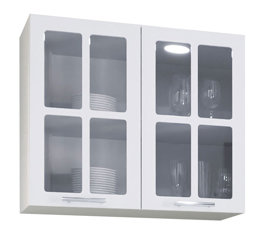 Corp suspendat Bucătărie Iris, MDF vopsit, alb ultralucios, 80cm